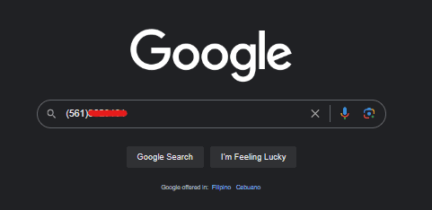 Enter Phone Number in Search bar-Google