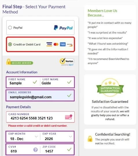 Selecting Your Payment Method