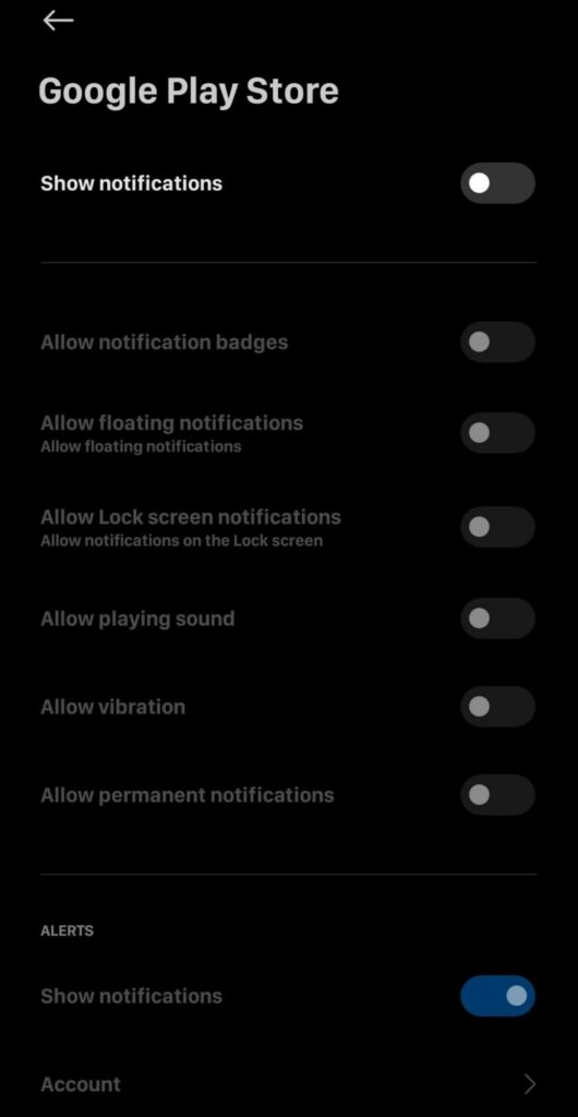 Disable the Show Notifications